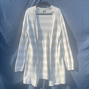 100% Natural Fibers Madison Large Striped Long Cardigan 92% Cotton 8% Cashmere